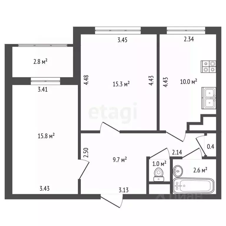2-к кв. Санкт-Петербург Бухарестская ул., 112 (54.8 м) - Фото 2