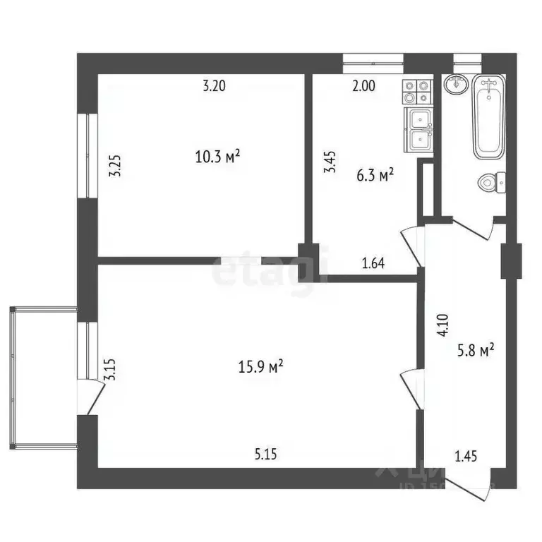 2-к кв. Нижегородская область, Выкса ул. Островского, 43 (41.0 м) - Фото 0