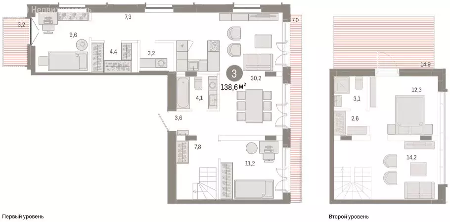 3-комнатная квартира: Тюмень, улица Республики, 205к2 (139.7 м) - Фото 2