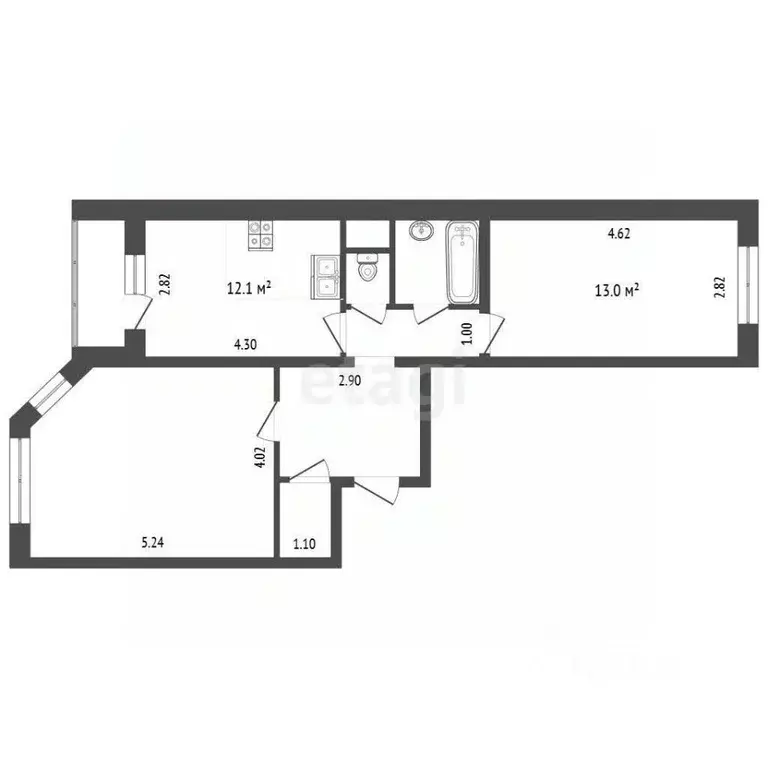 2-к кв. Калужская область, Калуга Хрустальная ул., 44к4 (60.3 м) - Фото 1