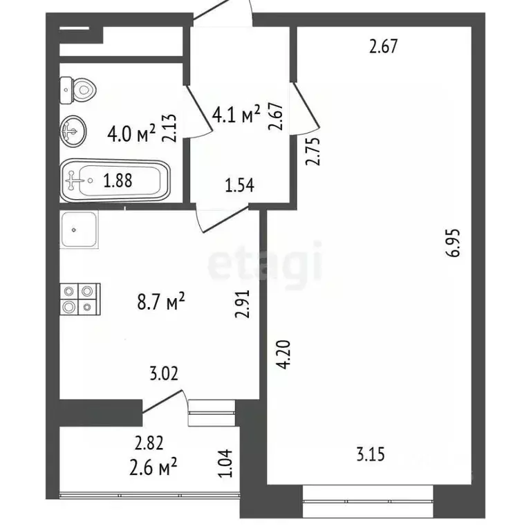 1-к кв. Московская область, Домодедово городской округ, с. Домодедово ... - Фото 2