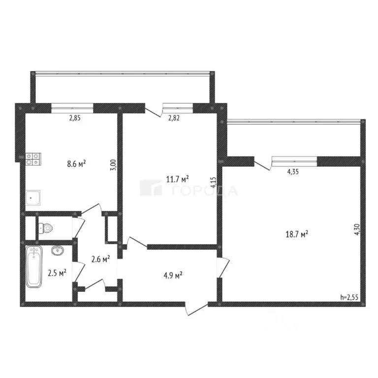 2-к кв. Кемеровская область, Киселевск ул. Мира, 36 (50.4 м) - Фото 2