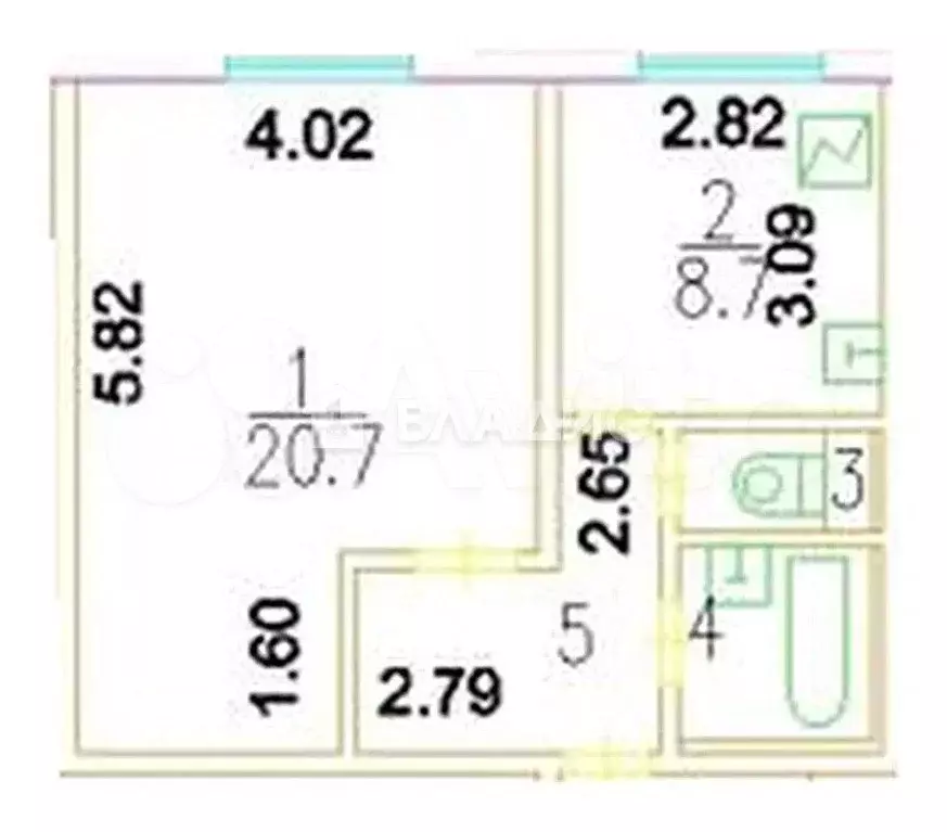 1-к. квартира, 38,8 м, 1/9 эт. - Фото 0