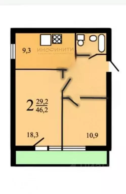 2-к кв. Москва Большой Рогожский пер., 10К1 (54.0 м) - Фото 2