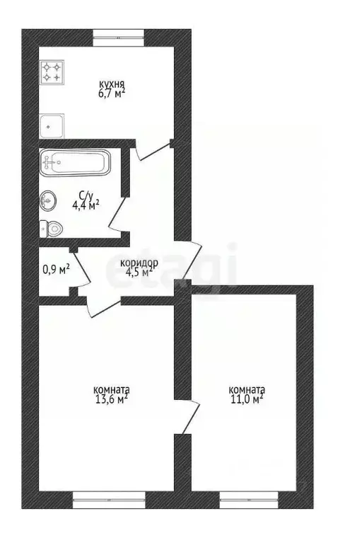 2-к кв. Краснодарский край, Новороссийск ул. Черняховского, 4 (41.1 м) - Фото 1