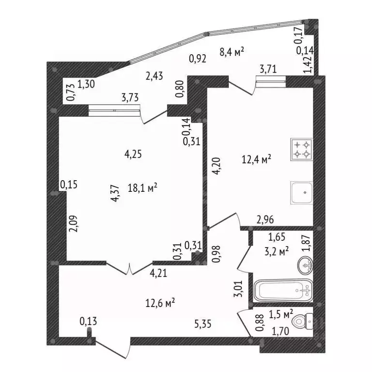 1-к кв. Башкортостан, Уфа ул. Пушкина, 43 (47.8 м) - Фото 2