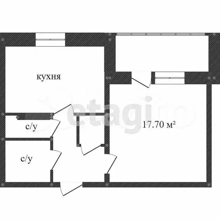 1-к. квартира, 31,3 м, 2/5 эт. - Фото 0