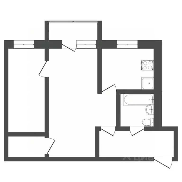 2-к кв. Пермский край, Пермь ул. Старцева, 39 (46.2 м) - Фото 1
