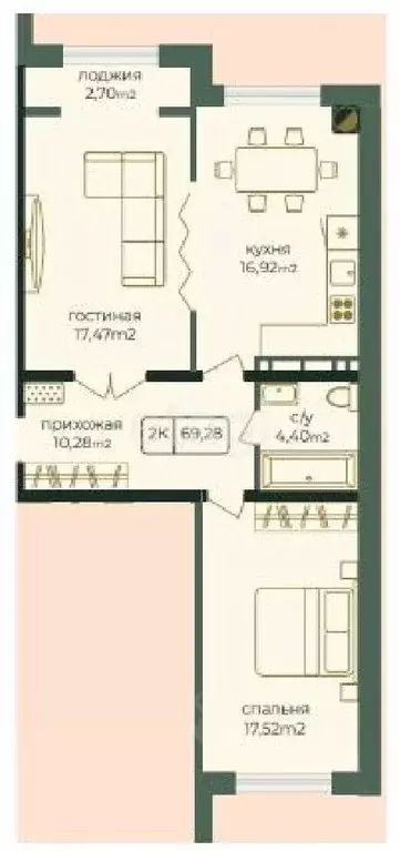 2-к кв. Дагестан, Каспийск просп. Акулиничева (69.29 м) - Фото 1