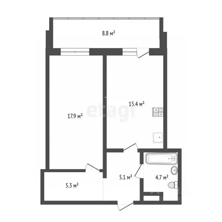 1-к кв. Тюменская область, Тюмень ул. Мельникайте, 36 (48.4 м) - Фото 2