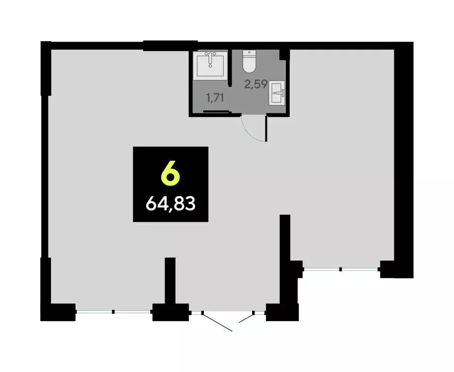 Помещение свободного назначения (64.83 м) - Фото 1
