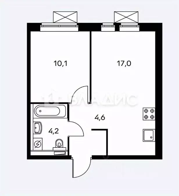 1-к кв. Московская область, Ленинский городской округ, Дрожжино пгт ... - Фото 2
