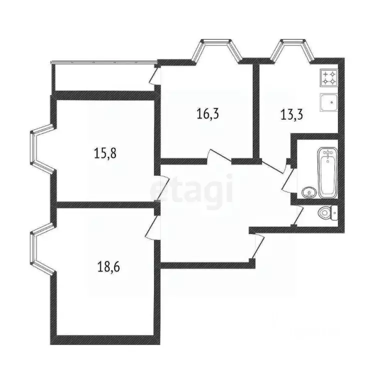 3-к кв. Белгородская область, Белгород бул. Юности, 3 (83.0 м) - Фото 2