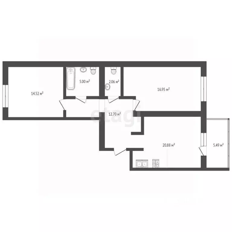 2-к кв. Тюменская область, Тюмень Широтная ул., 209к1 (71.82 м) - Фото 2