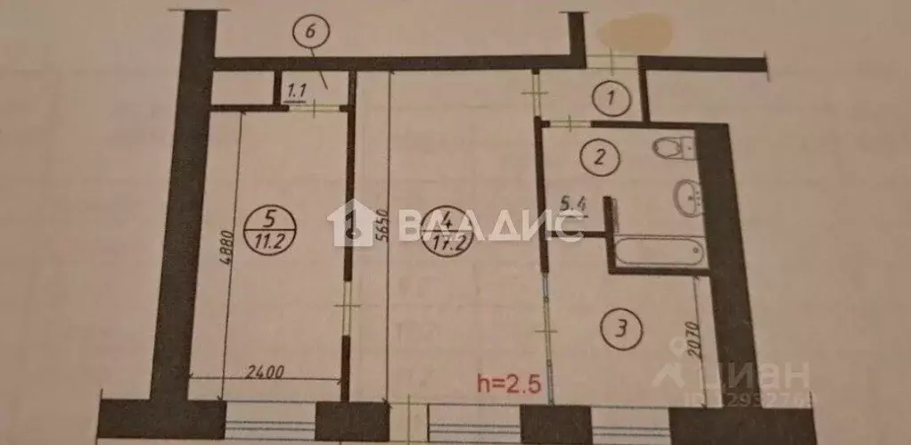 2-к кв. Пензенская область, Пенза Московская ул., 36/8 (42.4 м) - Фото 2
