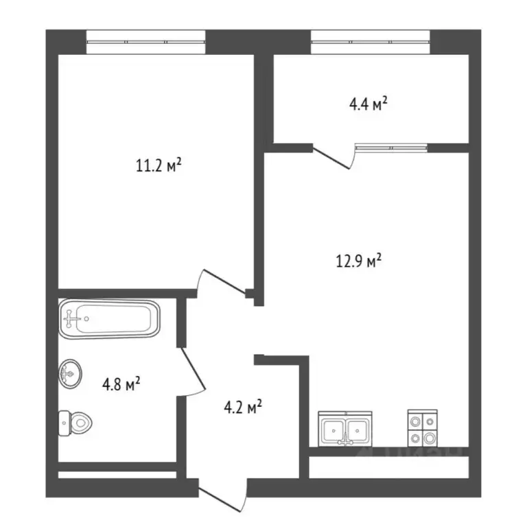 1-к кв. Тюменская область, Тюмень ул. Евгения Войнова, 3 (37.5 м) - Фото 1