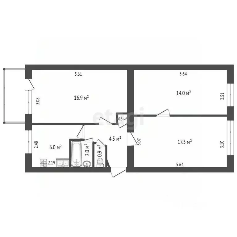 3-к кв. Севастополь ул. Батумская, 34 (61.9 м) - Фото 0