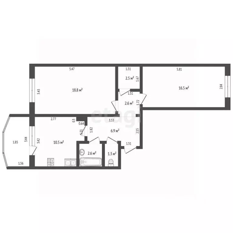2-к кв. Саха (Якутия), Якутск ул. Пушкина, 23 (61.7 м) - Фото 2