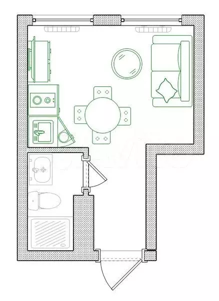 Квартира-студия, 15 м, 1/3 эт. - Фото 0