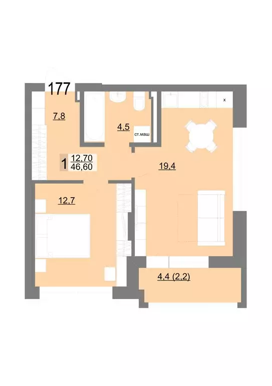 1-комнатная квартира: Екатеринбург, Посадская улица, 26 (46.6 м) - Фото 1