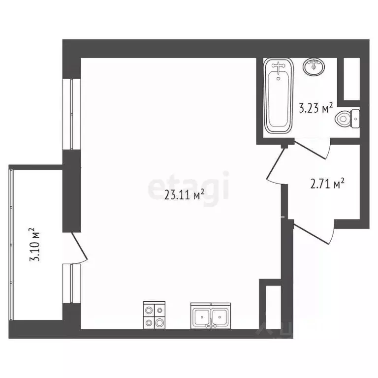 Студия Ярославская область, Ярославль ул. Строителей, 18 (29.98 м) - Фото 1
