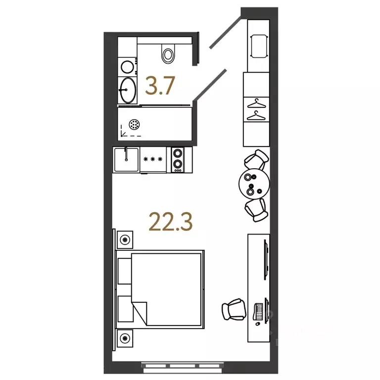 Студия Санкт-Петербург Ташкентская ул., 6к2 (26.0 м) - Фото 0