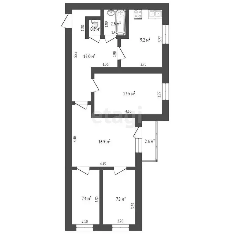 4-комнатная квартира: село Клепиково, Зелёная улица, 64 (69.2 м) - Фото 1
