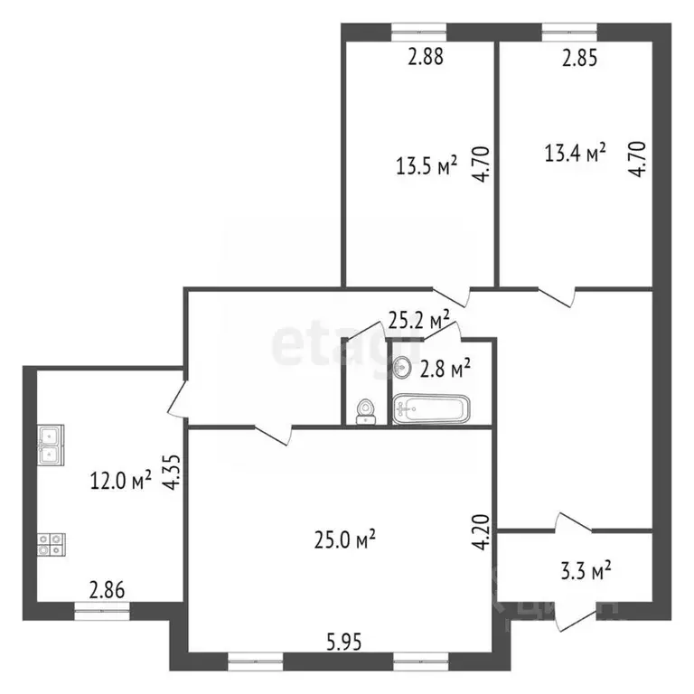 3-к кв. Ленинградская область, Гатчина ул. Слепнева, 4к4 (96.7 м) - Фото 1