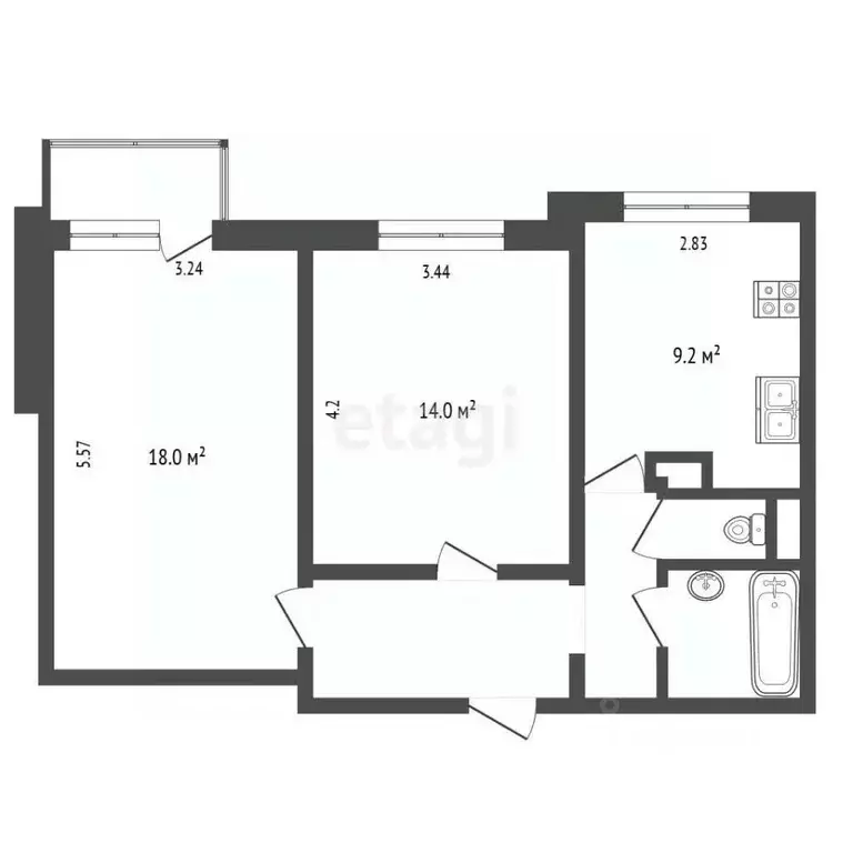 2-к кв. Москва Хорошевское ш., 64К1 (53.0 м) - Фото 1