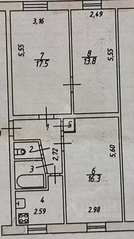 3-к кв. Владимирская область, Владимир просп. Ленина, 25 (61.7 м) - Фото 2