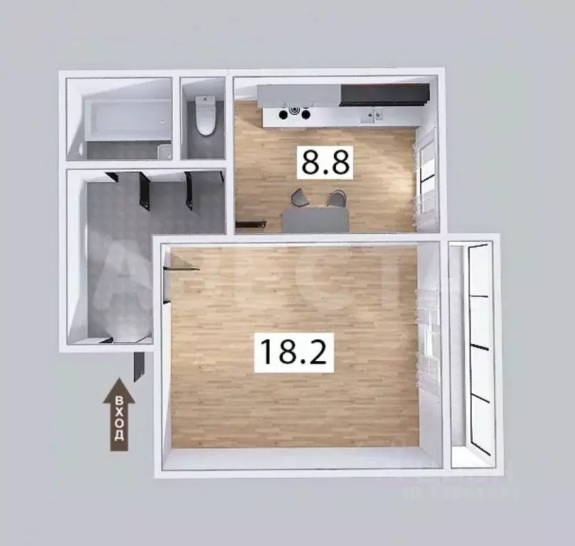 1-к кв. Омская область, Омск ул. 15-я Рабочая, 88 (38.0 м) - Фото 2