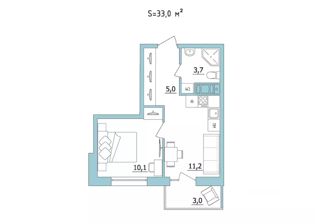 1-к кв. Карелия, Петрозаводск ул. Лермонтова, 2 (33.0 м) - Фото 1