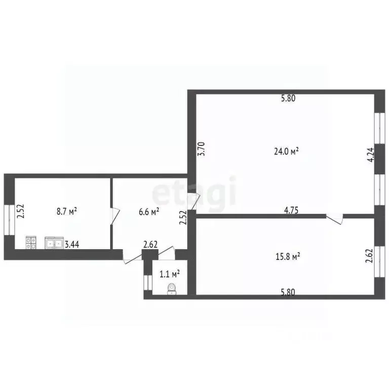 2-к кв. Санкт-Петербург ул. Писарева, 14 (56.2 м) - Фото 2