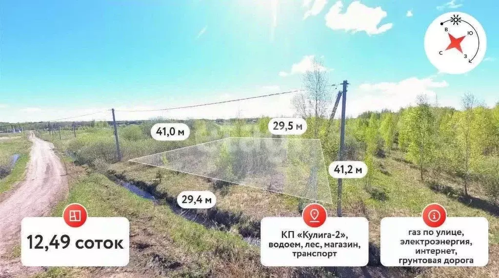 Участок в Тюменская область, Тюменский муниципальный округ, с. Кулига, ... - Фото 1