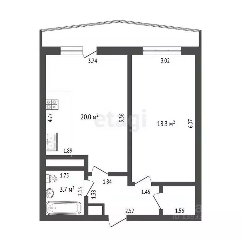 1-к кв. Тюменская область, Тюмень ул. Дмитрия Менделеева, 7 (48.7 м) - Фото 2