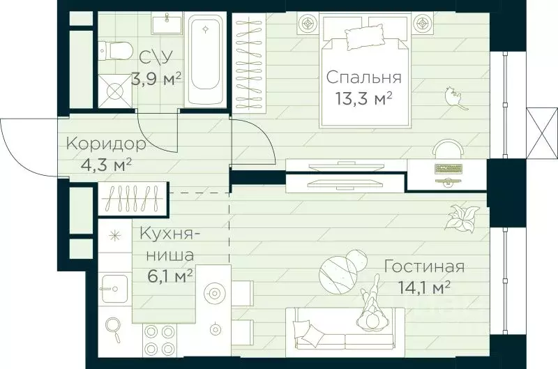 1-к кв. Башкортостан, Уфа Глумилино жилрайон, Урман Сити жилой ... - Фото 0