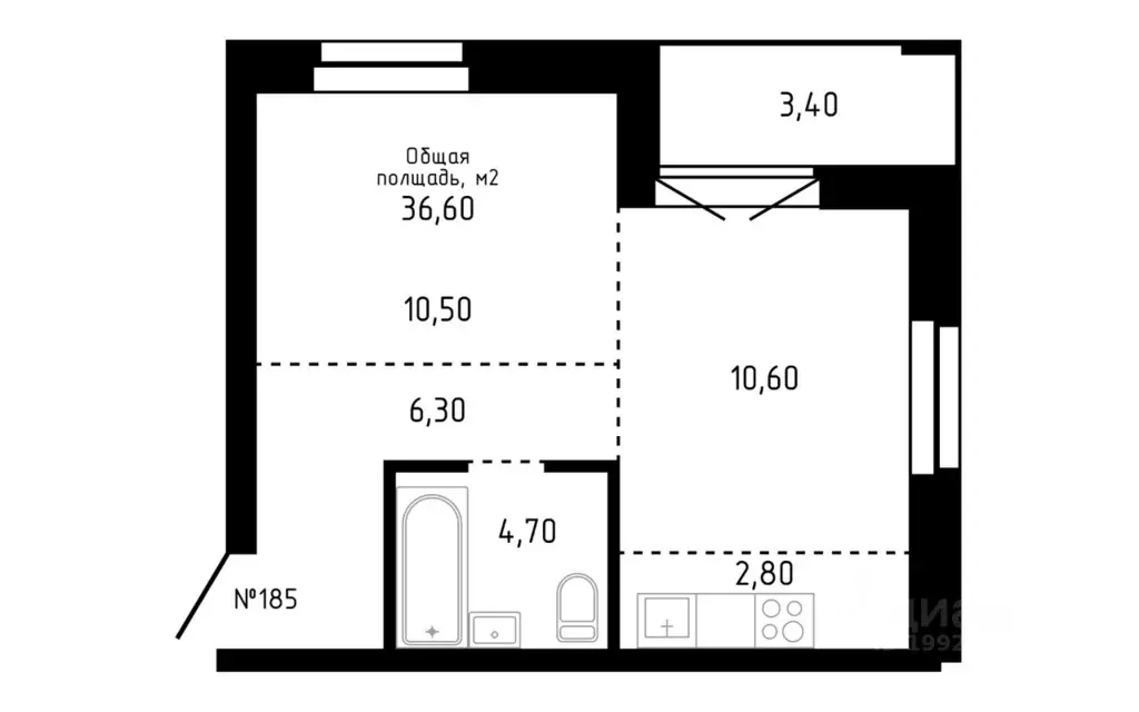 2-к кв. Алтайский край, Барнаул ул. Никитина, 12 (36.6 м) - Фото 0