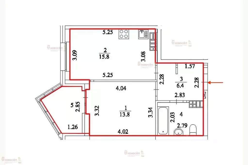 1-к кв. Свердловская область, Екатеринбург ул. Азина, 22/7 (44.2 м) - Фото 1