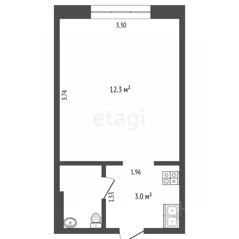 Студия Тюменская область, Тюменский муниципальный округ, пос. ... - Фото 2