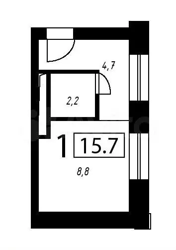 1-к. апартаменты, 15,7 м, 2/5 эт. - Фото 0