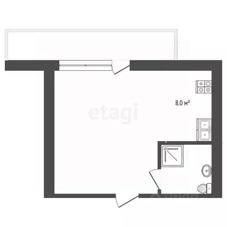 Студия Севастополь ул. Челюскинцев, 57/2 (40.2 м) - Фото 2