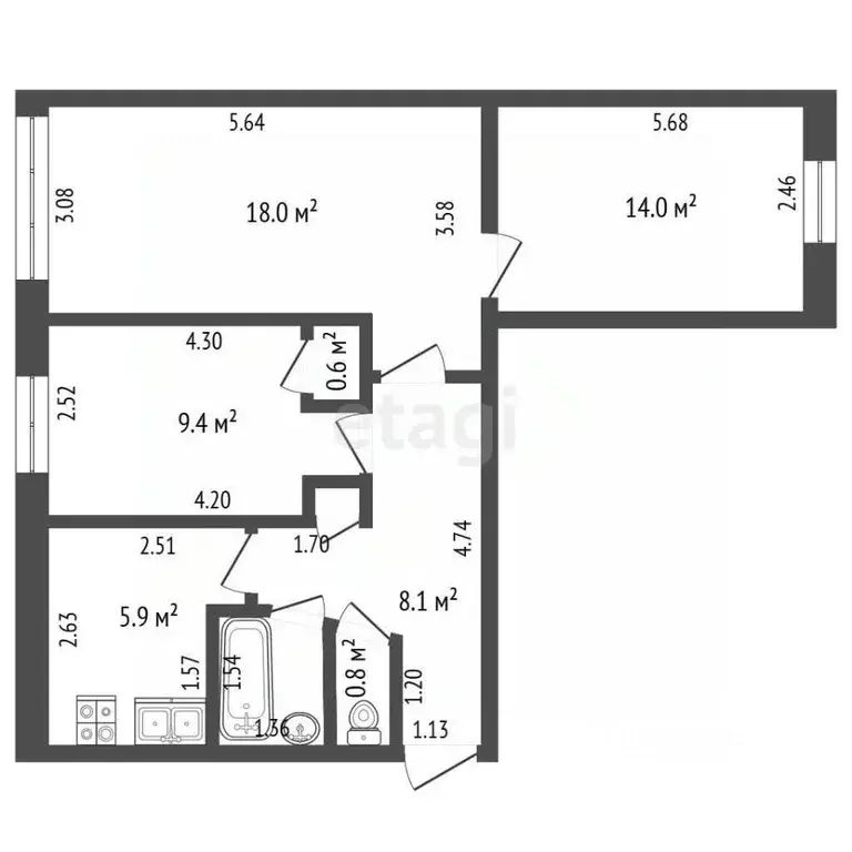3-к кв. Калининградская область, Калининград ул. Юрия Гагарина, 22 ... - Фото 1