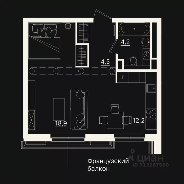 1-к кв. Тюменская область, Тюмень ул. Щербакова, 2к5 (39.86 м) - Фото 0