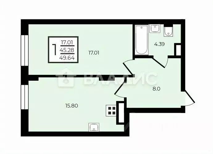 1-к кв. Владимирская область, Владимир ул. Чапаева, 6 (45.3 м) - Фото 2