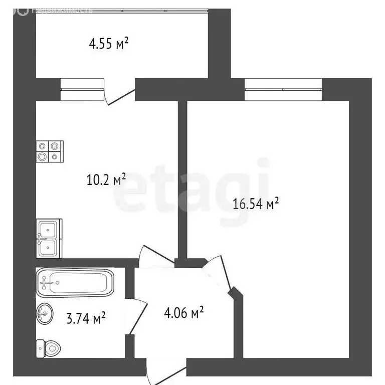 1-комнатная квартира: Тюмень, улица Тимофея Кармацкого, 5 (34.5 м) - Фото 1