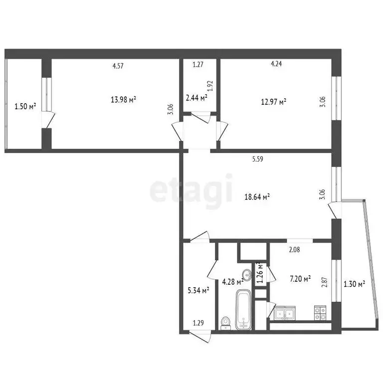 3-комнатная квартира: Саранск, проспект 70 лет Октября, 110 (66.9 м) - Фото 1