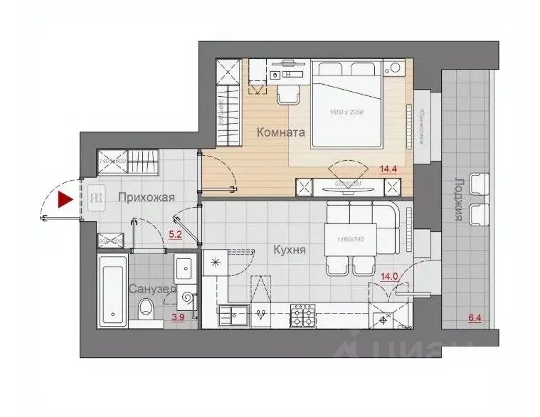 1-к кв. Новгородская область, Великий Новгород Псковская ул., 66 (37.5 ... - Фото 1