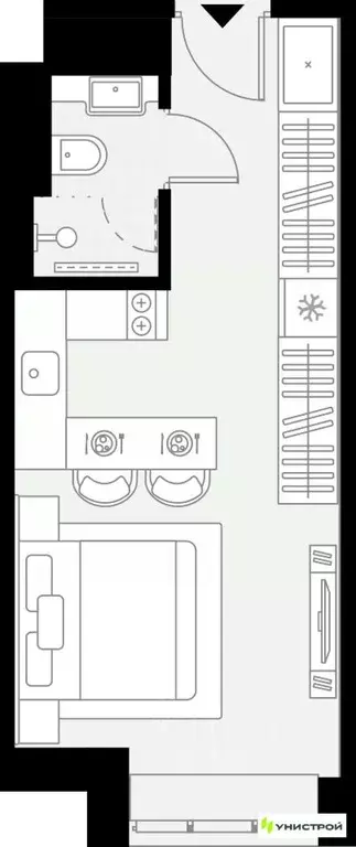 1-к кв. Татарстан, Казань Родины мкр,  (21.75 м) - Фото 1