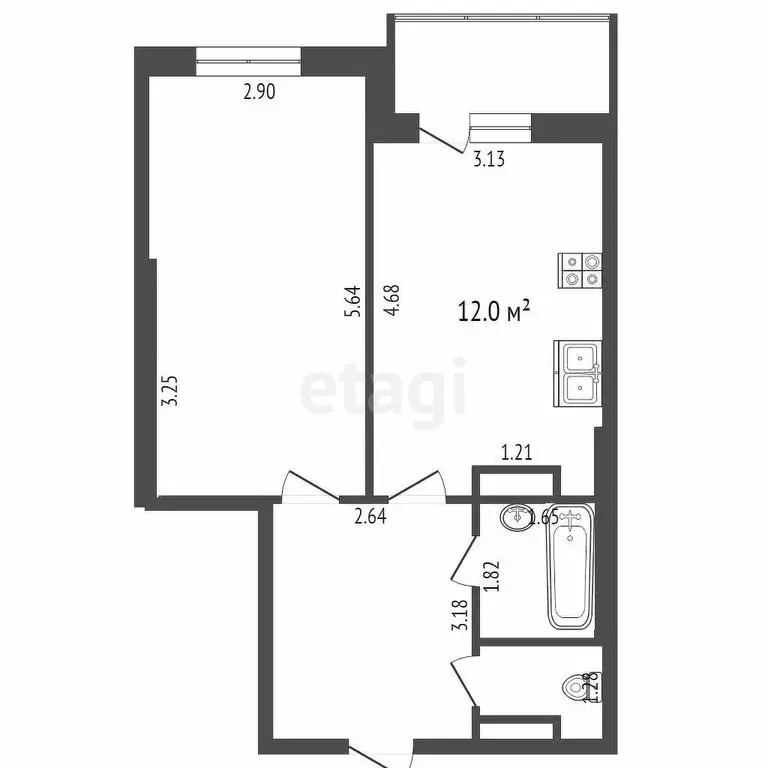 1-комнатная квартира: Тюмень, улица Николая Зелинского, 5к1 (41.9 м) - Фото 1