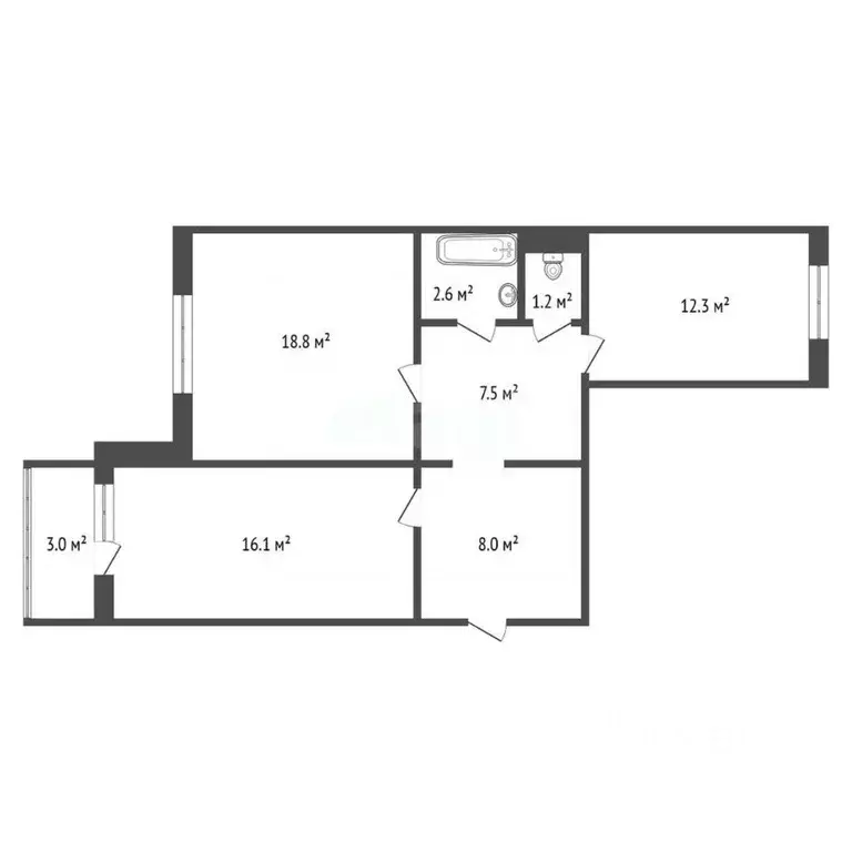2-к кв. Красноярский край, Красноярск ул. Михаила Годенко, 6 (66.7 м) - Фото 1